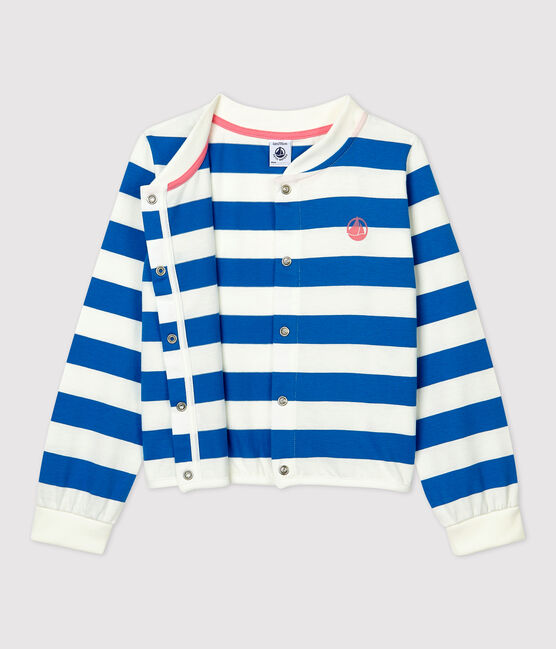 Kinder-Cardigan aus Baumwolle für Mädchen blau RUISSEAU/weiss MARSHMALLOW